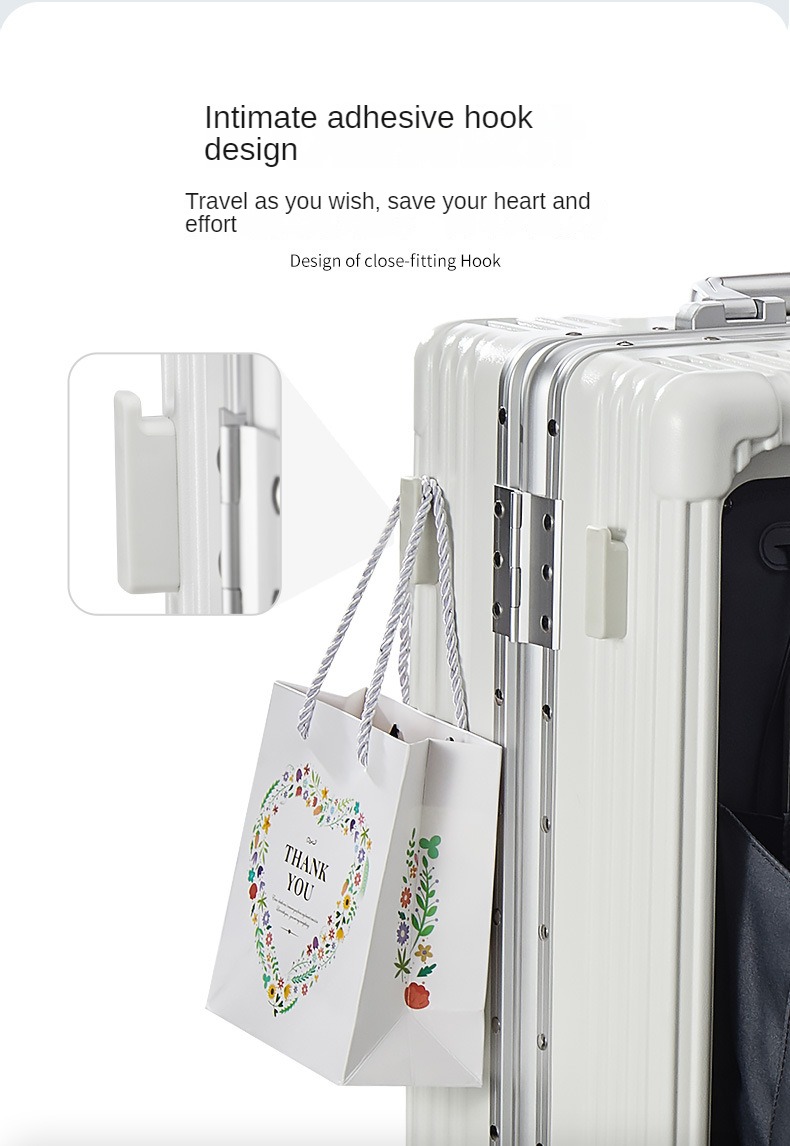 Luggage Front Opening New 18 20 24-Inch USB Suitcase On Wheel Unisex Carry-on Aluminum Trolley Carrier Travel Bag Waterproof