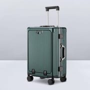 Luggage Front Opening New 18 20 24-Inch USB Suitcase On Wheel Unisex Carry-on Aluminum Trolley Carrier Travel Bag Waterproof