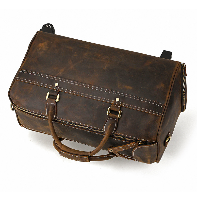 COLENARA 22 Inch High-quality Luggage Mens Leather Retro Trolley Case Large Capacity Business with Wheels Rolling Suitcase