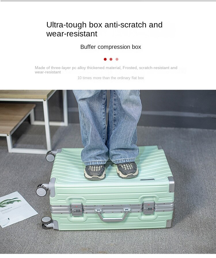 KLQDZMS 20222426 Inch Luggage Ladies Aluminum Frame Trolley Case Anti-scratch Wear Boarding Box with Wheels Rolling Suitcase