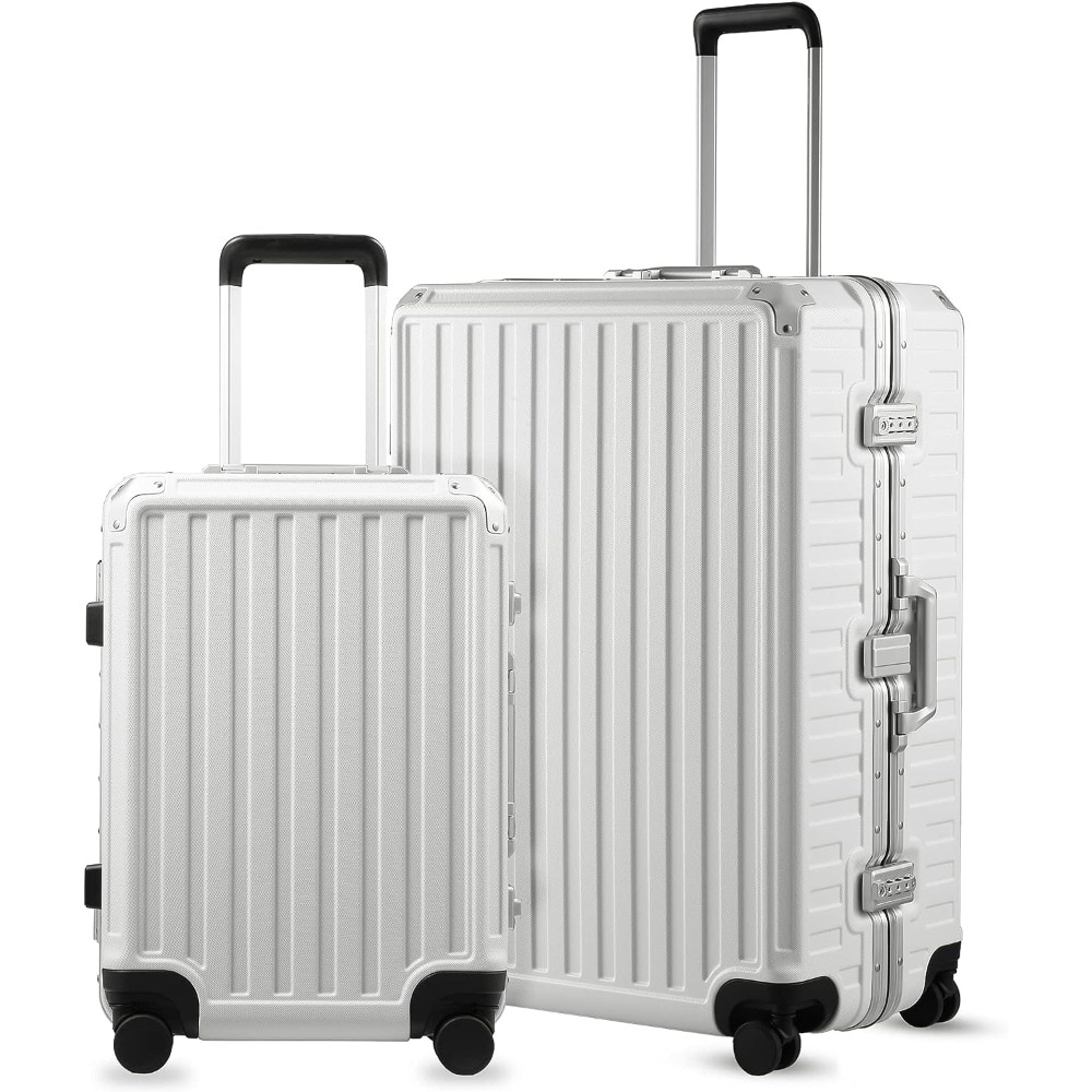 Luggage Sets 2 Piece with Aluminum Frame Suitcase with Spinner Wheels 4 Metal Corner Hassle-Free Travel