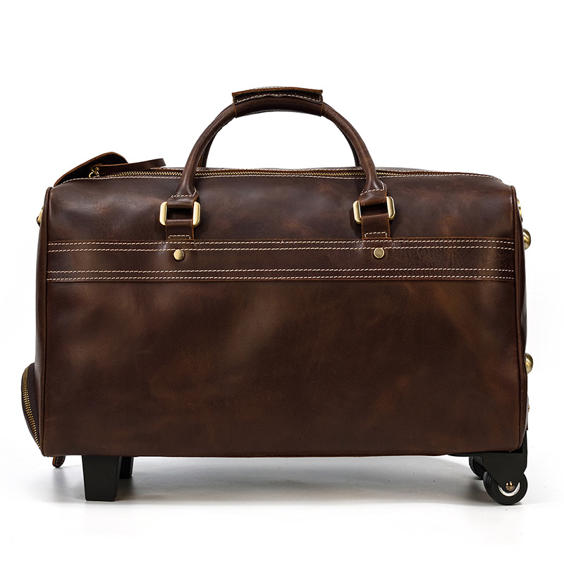 COLENARA 22 Inch High-quality Luggage Mens Leather Retro Trolley Case Large Capacity Business with Wheels Rolling Suitcase