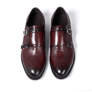 Classic Men's Double Buckle Monk Strap Snake Print Dress Shoes for Men Genuine Leather Wingtip Office Wedding Party Formal Shoes