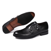 Classic Men's Double Buckle Monk Strap Snake Print Dress Shoes for Men Genuine Leather Wingtip Office Wedding Party Formal Shoes