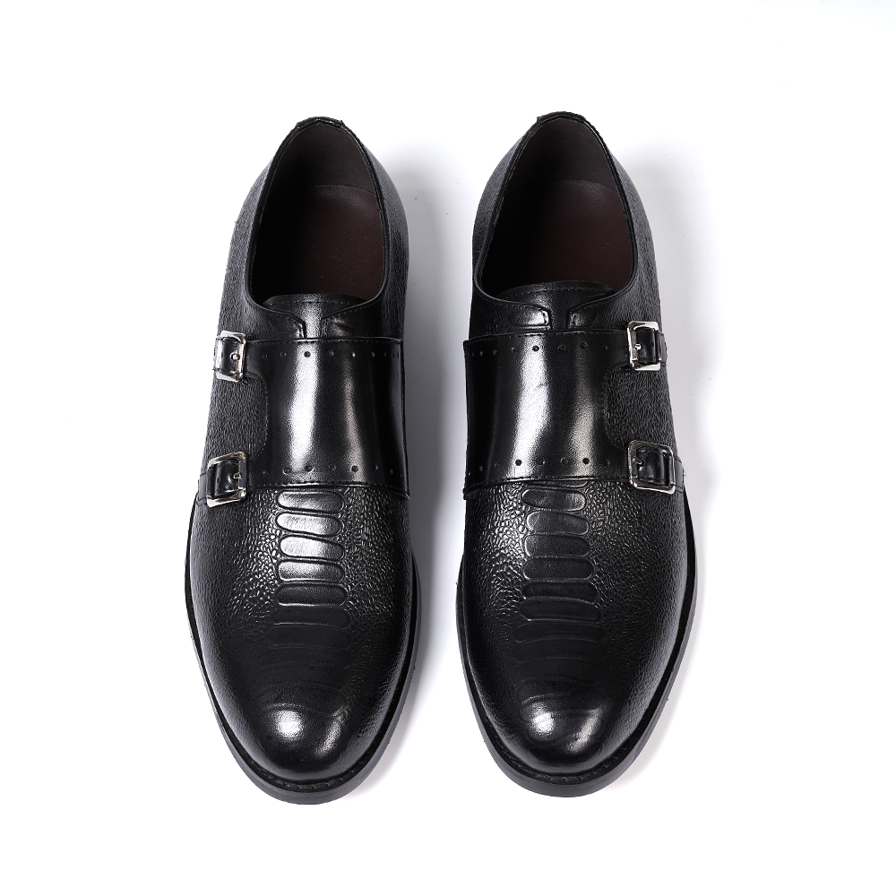 Classic Mens Double Buckle Monk Strap Snake Print Dress Shoes for Men Genuine Leather Wingtip Office Wedding Party Formal Shoes