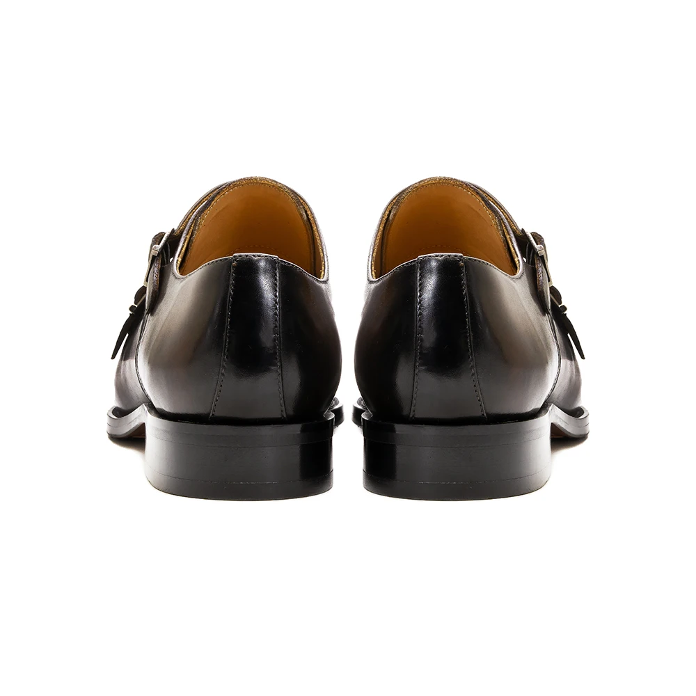 Luxury Mens Double Buckle Monk Strap Formal Shoes Genuine Leather Classic Cap Toe Business Office Wedding Dress Shoes for Men