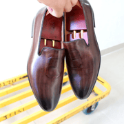 Size 6 To 13 Stylish Man Loafers Genuine Leather Pointed Toe Dress Shoes Mens Summer Autumn Brown Party Wedding Shoes for Men