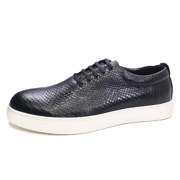 Men's Casual Shoes Calfskin Leather Black Fashion Designer Luxury Snake Print Street Shopping Flat Outdoor Travel Shoes for Men