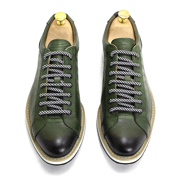 European Style Men's Casual Shoes Real Cow Leather Green Black Fashion Designer Luxury Crocodile Print Street Flat Shoes for Men