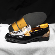 Luxury Mens Penny Loafers Smooth Patent Leather Slip-On Party Wedding Formal Dress Shoes Crocodile Pattern Casual Footwear