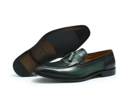 FELIX CHU Autumn Genuine Leather Handmade Black Green Mens Loafers With Tassel Man Dress Shoes Wedding Moccasin Party Footwear