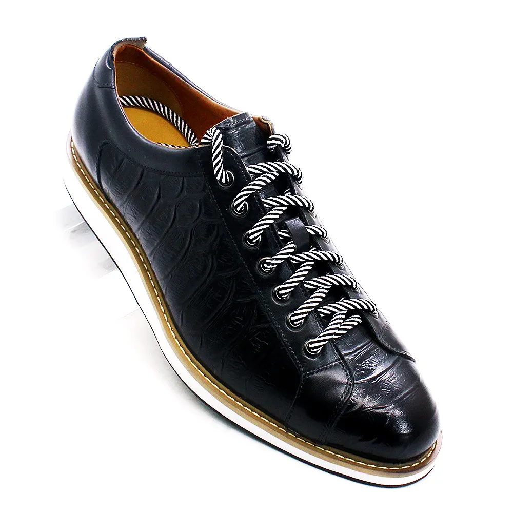 European Style Mens Casual Shoes Real Cow Leather Green Black Fashion Designer Luxury Crocodile Print Street Flat Shoes for Men