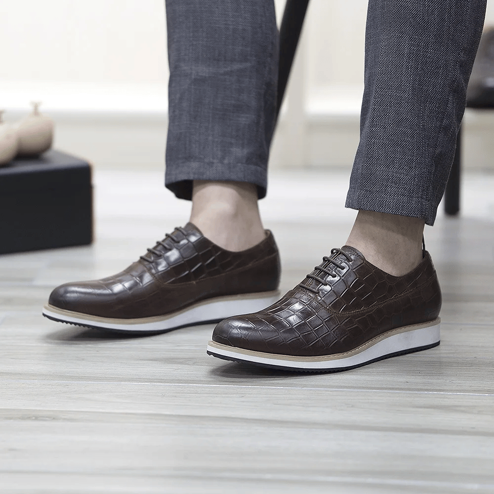 Classic Genuine Cow Leather Men's Casual Shoes Lace-Up Plain Toe Flat Oxford Shoe for Men Handmade Leather Original Sneaker