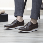 Classic Genuine Cow Leather Men's Casual Shoes Lace-Up Plain Toe Flat Oxford Shoe for Men Handmade Leather Original Sneaker