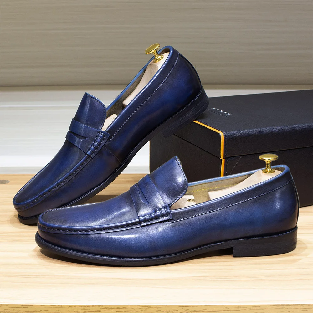 Luxury Mens Penny Loafers Genuine Leather Male Casual Office Business Dress Shoes for Men Fashion Party Wedding Formal Footwear