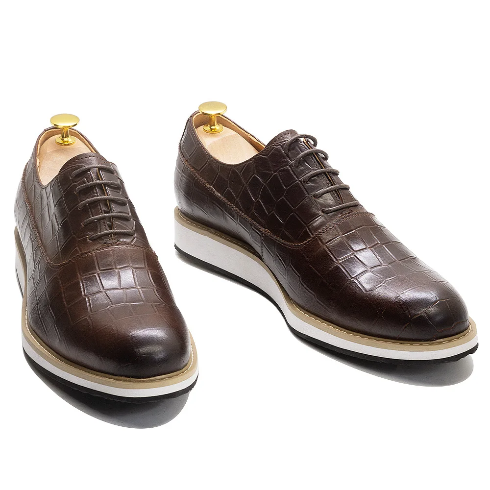Classic Genuine Cow Leather Mens Casual Shoes Lace-Up Plain Toe Flat Oxford Shoe for Men Handmade Leather Original Sneaker