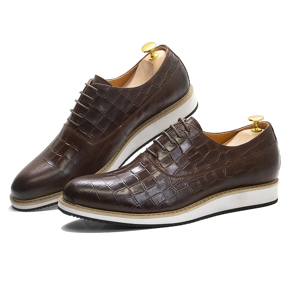 Classic Genuine Cow Leather Mens Casual Shoes Lace-Up Plain Toe Flat Oxford Shoe for Men Handmade Leather Original Sneaker