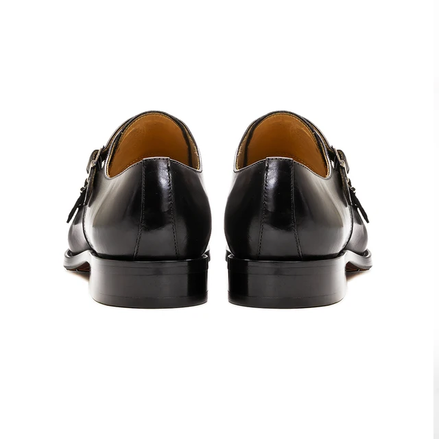Luxury Mens Double Buckle Monk Strap Formal Shoes Genuine Leather Classic Cap Toe Business Office Wedding Dress Shoes for Men