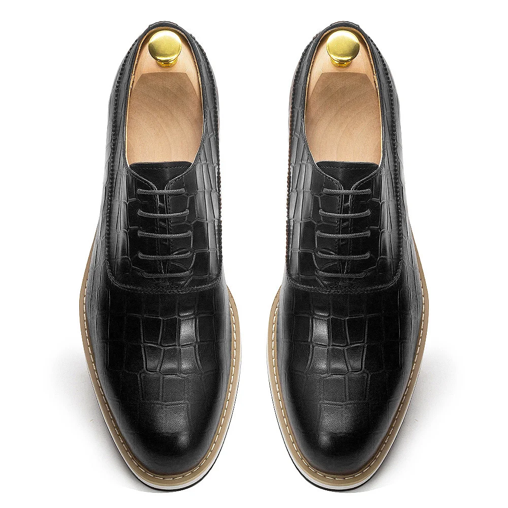 Classic Genuine Cow Leather Mens Casual Shoes Lace-Up Plain Toe Flat Oxford Shoe for Men Handmade Leather Original Sneaker
