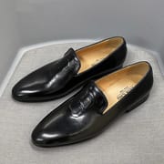 Size 6 To 13 Stylish Man Loafers Genuine Leather Pointed Toe Dress Shoes Mens Summer Autumn Brown Party Wedding Shoes for Men