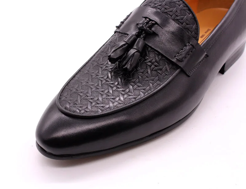 FELIX CHU Mens Tassel Loafers Genuine Leather Luxury Italian Fashion Slip on Dress Shoes Party Wedding Casual Shoes for Men