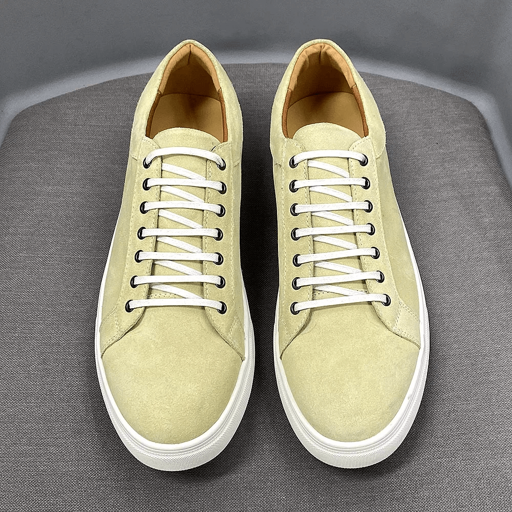 Classic Fashion Men's Flat Derby Casual Shoes Cow Suede Leather Daily Commuting Lace-Up Soft Sole Nubuck Sneakers for Men
