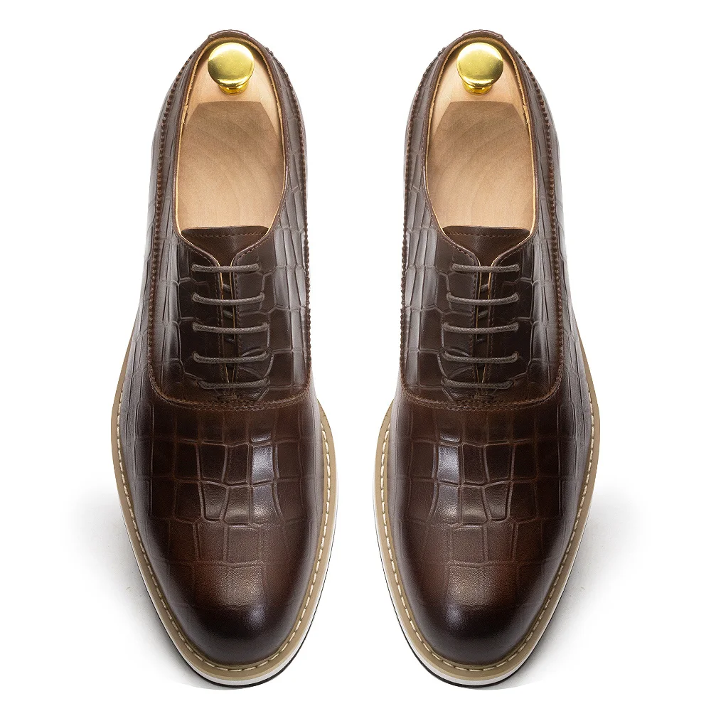 Classic Genuine Cow Leather Mens Casual Shoes Lace-Up Plain Toe Flat Oxford Shoe for Men Handmade Leather Original Sneaker