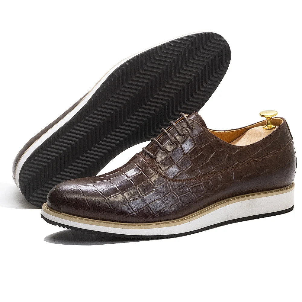 Classic Genuine Cow Leather Mens Casual Shoes Lace-Up Plain Toe Flat Oxford Shoe for Men Handmade Leather Original Sneaker
