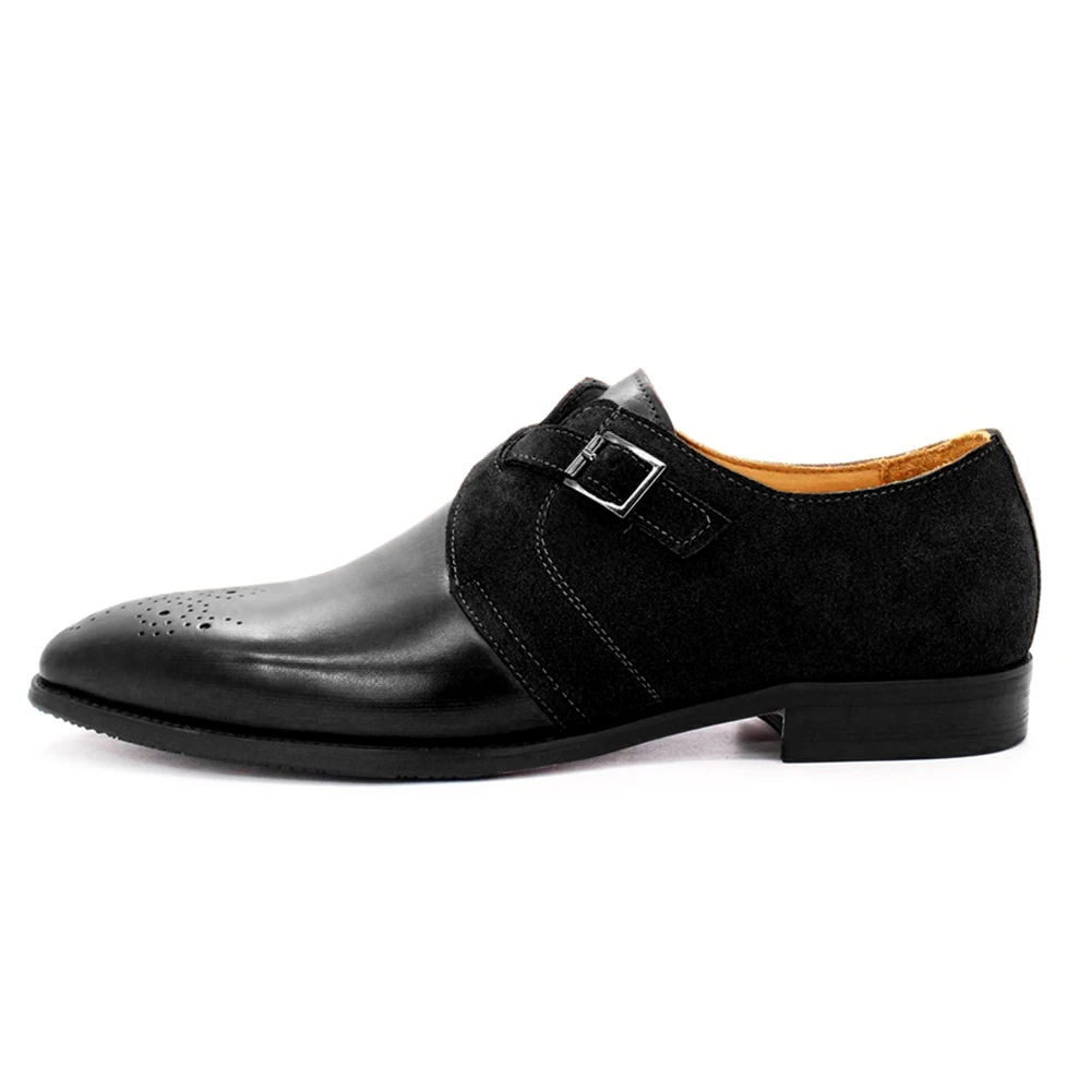 FELIX CHU Classic Brand Design Mens Monk Strap Formal Shoes Buckle Oxford Brogue Genuine Leather Suede Wedding Dress Shoes Men