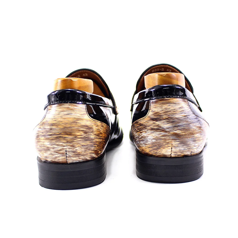 Luxury Mens Penny Loafers Smooth Patent Leather Slip-On Party Wedding Formal Dress Shoes Crocodile Pattern Casual Footwear
