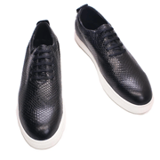 Men's Casual Shoes Calfskin Leather Black Fashion Designer Luxury Snake Print Street Shopping Flat Outdoor Travel Shoes for Men