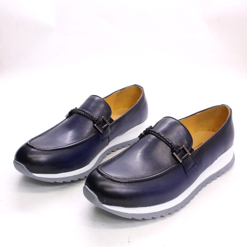 Luxury Customization Slip On Loafer Leather Men Shoes Comfortable Flat Black Sole Casual Sports Handmade Patina Color Shoes