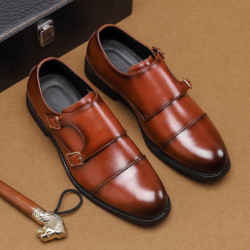 2024 Latest Design Luxury Designer Men's Office Business Shoes Buckle Strap Slip On Leather Dress Shoes Oxfords