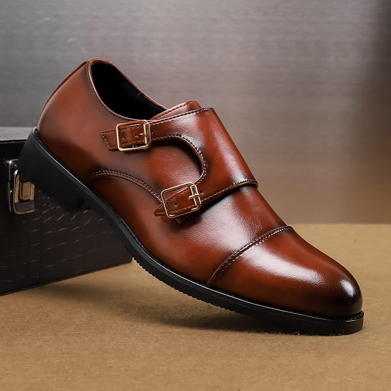 2024 Latest Design Luxury Designer Men's Office Business Shoes Buckle Strap Slip On Leather Dress Shoes Oxfords
