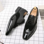 2023 Italian Style Premium Quality Real Leather Handmade Dress Casual Men's Shoes Lace Up Sports Black & Brown Wholesales Shoes