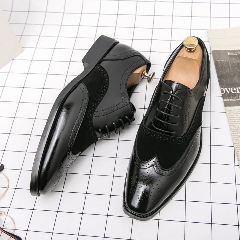 2023 Italian Style Premium Quality Real Leather Handmade Dress Casual Men's Shoes Lace Up Sports Black & Brown Wholesales Shoes