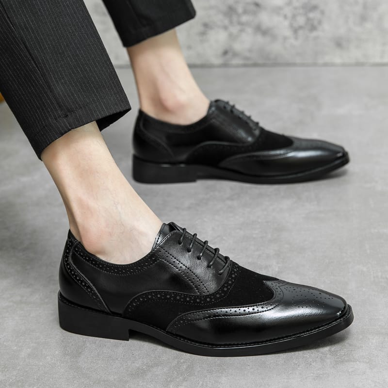 2023 Italian Style Premium Quality Real Leather Handmade Dress Casual Men's Shoes Lace Up Sports Black & Brown Wholesales Shoes