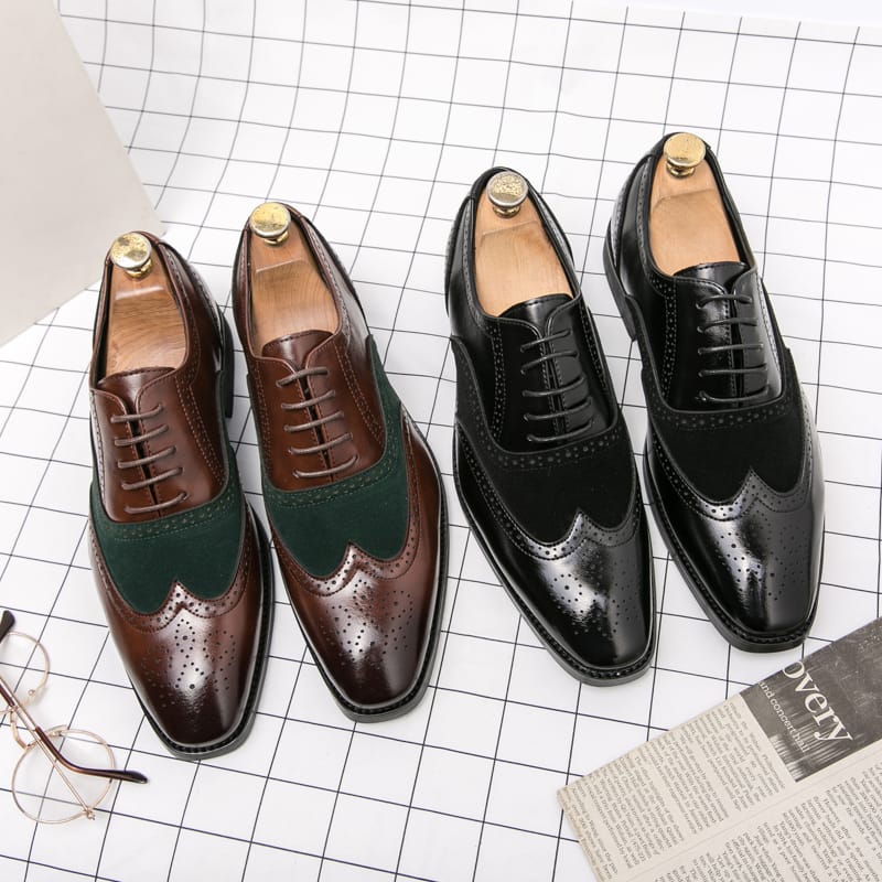 2023 Italian Style Premium Quality Real Leather Handmade Dress Casual Men's Shoes Lace Up Sports Black & Brown Wholesales Shoes