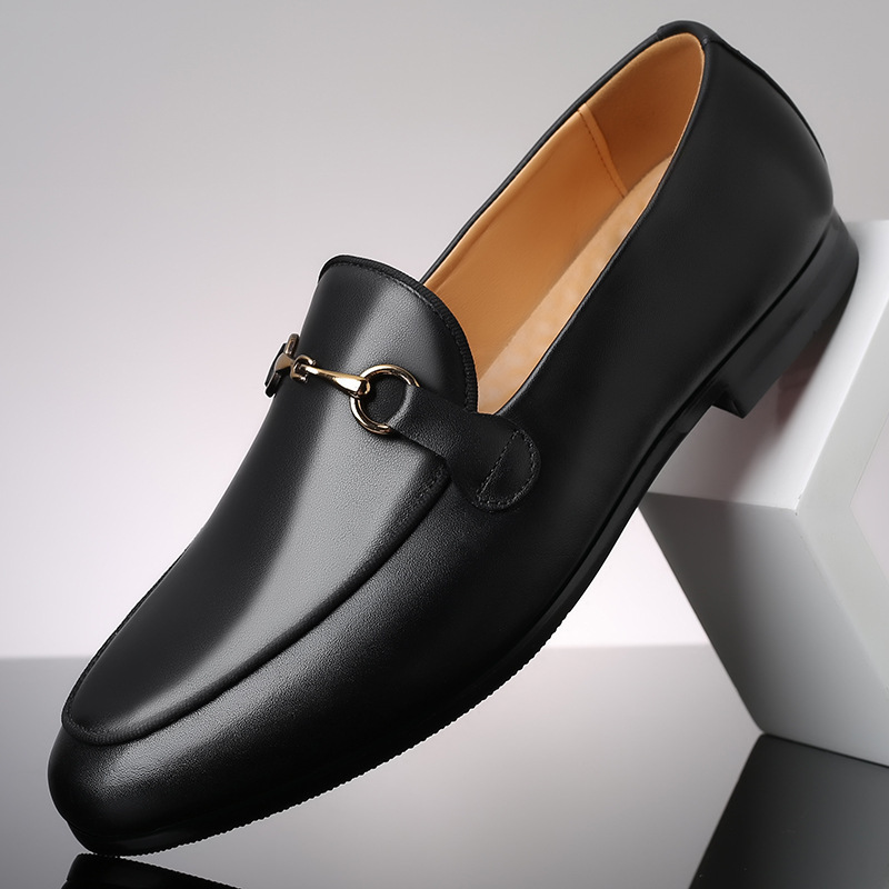 High Quality Pure Color Genuine Leather Male Shoes Slip-on Best Selling Men Loafers Dress Shoes Fashion