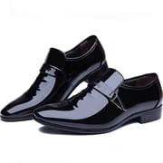 Men's Bright Leather Shoes Men Business Dress Shoes All-Match Casual Shoes Slip-on Non-Slip Heighten Wedding Footwears Fashion