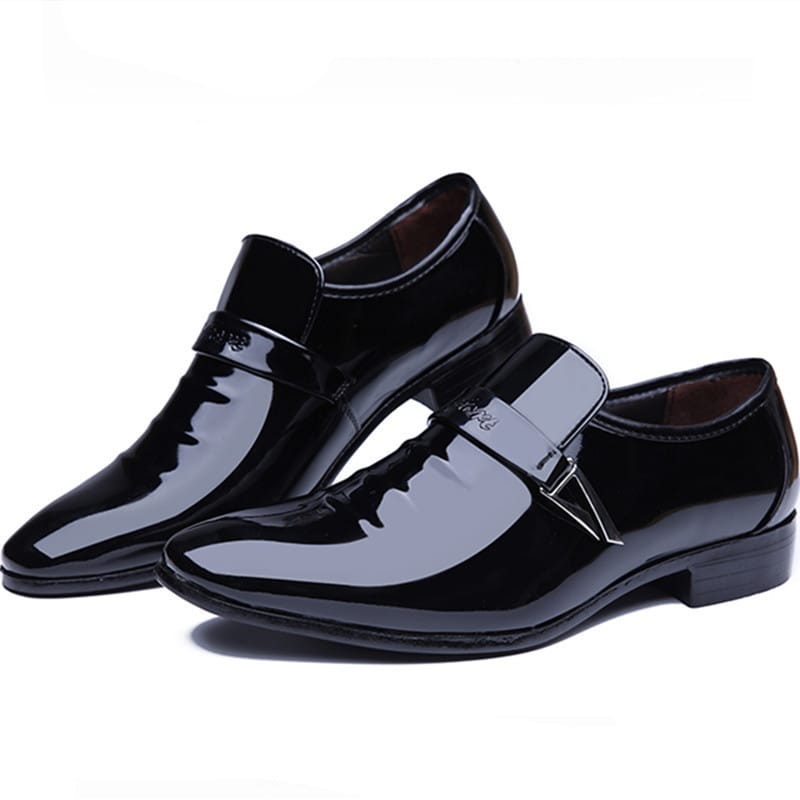 Men's Bright Leather Shoes Men Business Dress Shoes All-Match Casual Shoes Slip-on Non-Slip Heighten Wedding Footwears Fashion