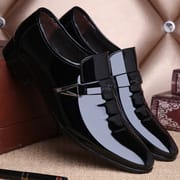 Men's Bright Leather Shoes Men Business Dress Shoes All-Match Casual Shoes Slip-on Non-Slip Heighten Wedding Footwears Fashion