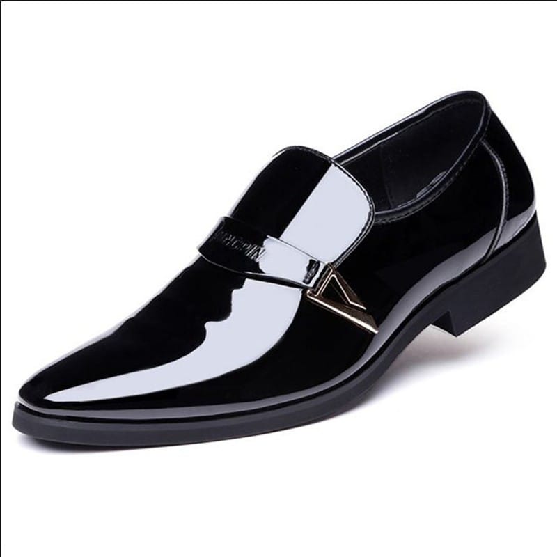 Men's Bright Leather Shoes Men Business Dress Shoes All-Match Casual Shoes Slip-on Non-Slip Heighten Wedding Footwears Fashion