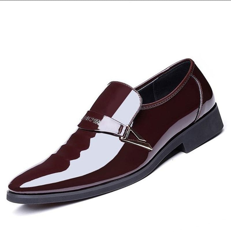 Men's Bright Leather Shoes Men Business Dress Shoes All-Match Casual Shoes Slip-on Non-Slip Heighten Wedding Footwears Fashion