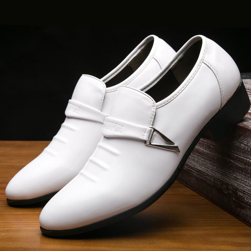 Men's Bright Leather Shoes Men Business Dress Shoes All-Match Casual Shoes Slip-on Non-Slip Heighten Wedding Footwears Fashion
