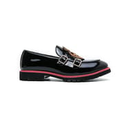 Fashion Mens Loafers Men Genuine Leather embroidery Footwear Men's Belt Buckle Casual Walking Wedding Formal Dress Shoes