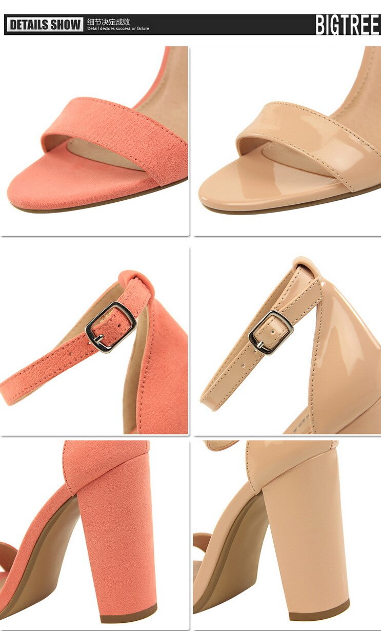 Plus Size 41 42 43 Women Shoes Peep Toe High Heels Fashion Heeled Sandals Block Heel Summer Sandals For Women 2021BIGTREE SHOES