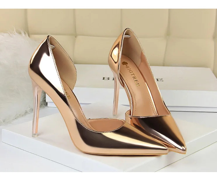 Glitter Luxury Women Shoes Fashion Womens Pumps Pointed Toe High Heels Matel Stiletto Sexy Shallow Party Shoes New BIGTREE Pump