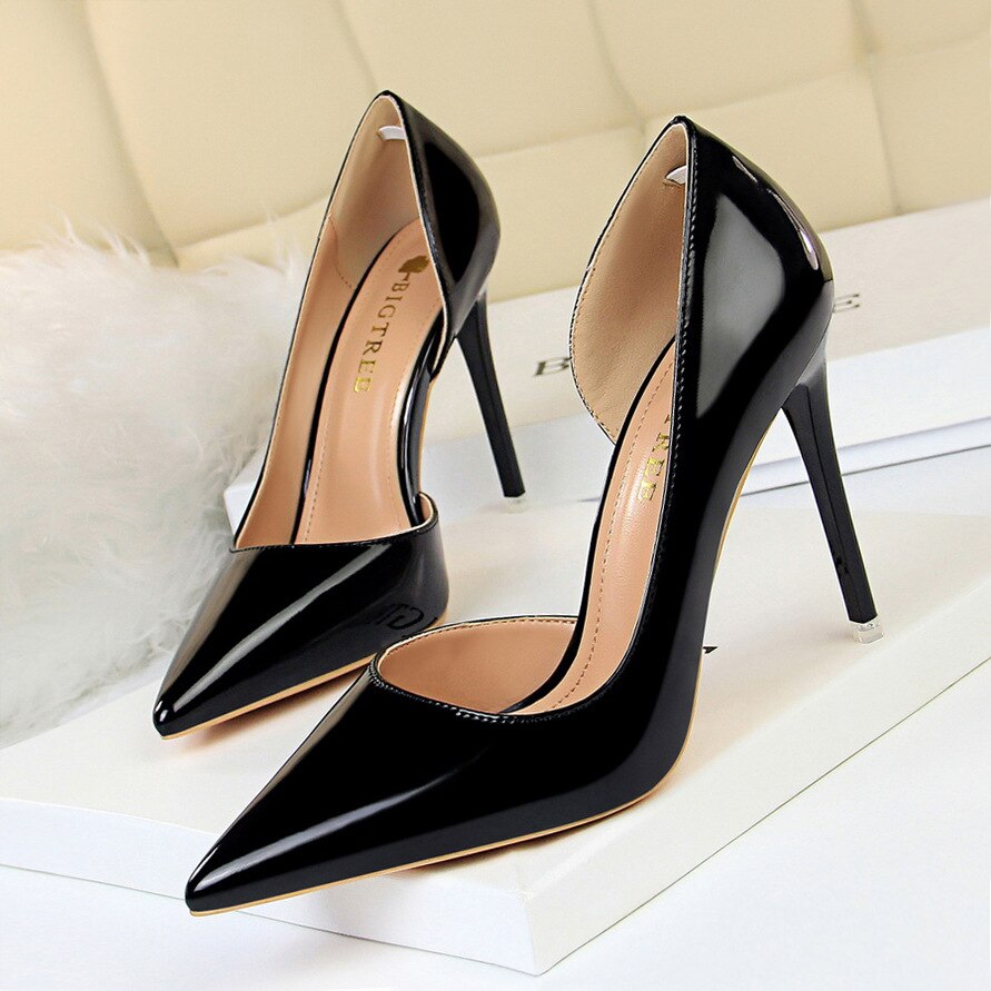 Glitter Luxury Women Shoes Fashion Women's Pumps Pointed Toe High Heels Matel Stiletto Sexy Shallow Party Shoes New BIGTREE Pump