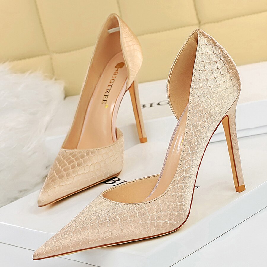 2023 Satin Shallow Women's Pumps Fashion Lady Shoes Sexy Party Shoes Pointed Toe Women High Heels Luxury Stiletto Plus Sizes 43